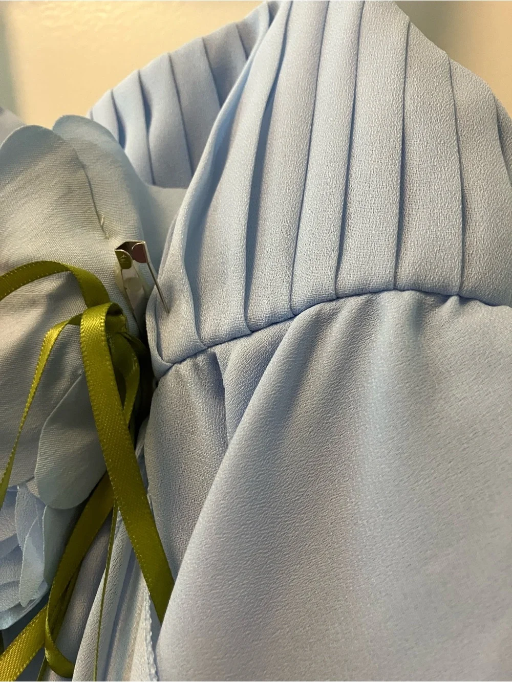 Special Occasion Formal Toddler Dress Light Blue With Removable Flower Detail